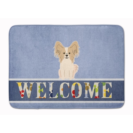 Carolines Treasures Papillon Sable White Welcome Machine Washable Memory Foam Mat BB5658RUG